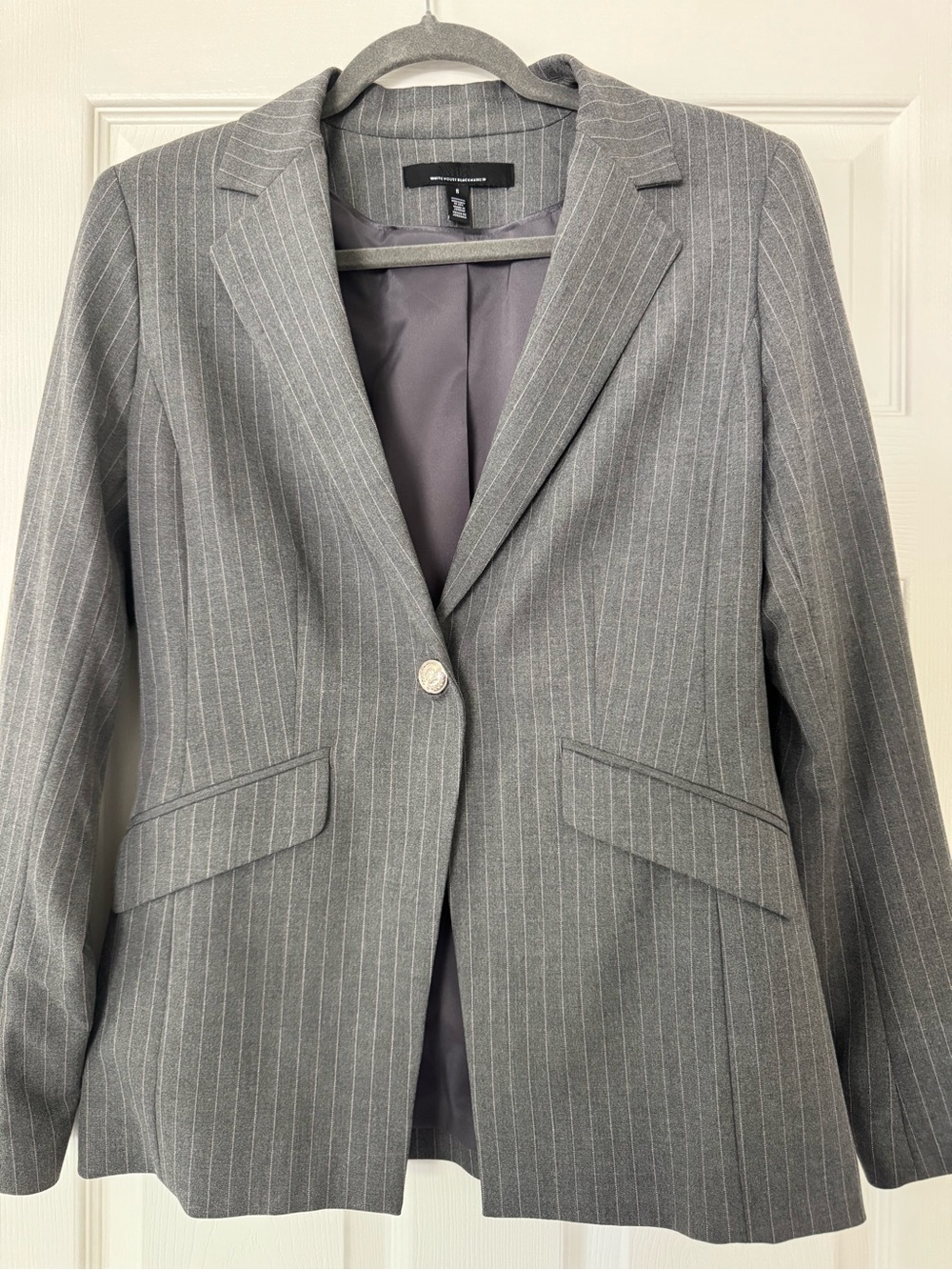White House Black Market Women’s Gray Pinstripe Blazer